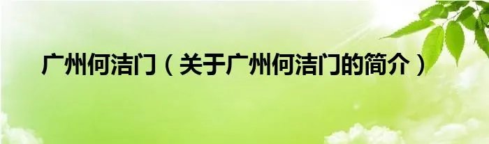 广州何洁门（关于广州何洁门的简介）