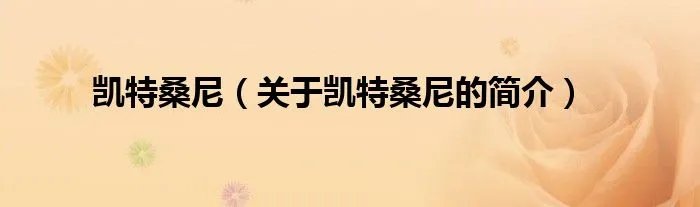 凯特桑尼（关于凯特桑尼的简介）