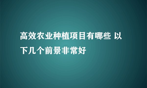 高效农业种植项目有哪些 以下几个前景非常好