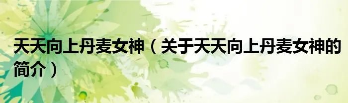 天天向上丹麦女神（关于天天向上丹麦女神的简介）