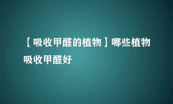 【吸收甲醛的植物】哪些植物吸收甲醛好
