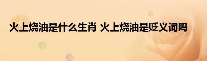 火上烧油是什么生肖 火上烧油是贬义词吗