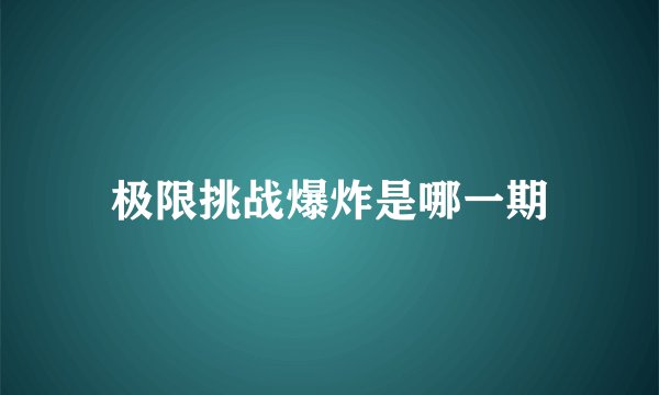 极限挑战爆炸是哪一期