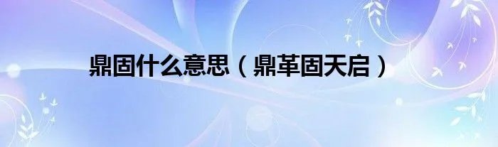 鼎固什么意思（鼎革固天启）