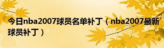 今日nba2007球员名单补丁（nba2007最新球员补丁）