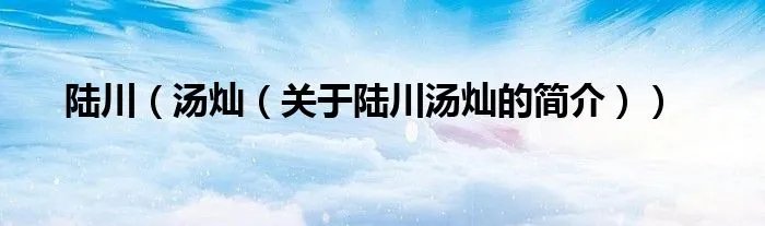 陆川（汤灿（关于陆川汤灿的简介））