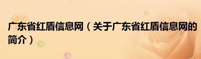 广东省红盾信息网（关于广东省红盾信息网的简介）