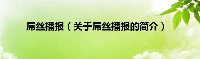 屌丝播报（关于屌丝播报的简介）
