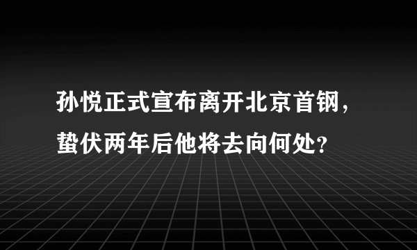 孙悦正式宣布离开北京首钢，蛰伏两年后他将去向何处？