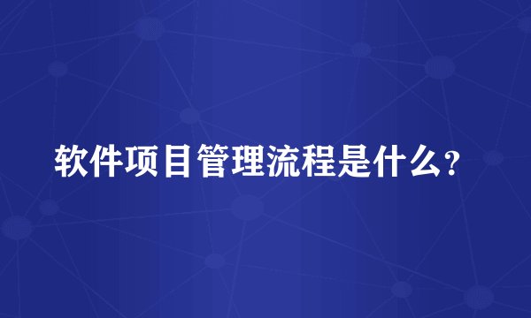 软件项目管理流程是什么？