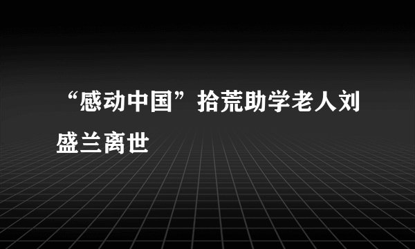 “感动中国”拾荒助学老人刘盛兰离世