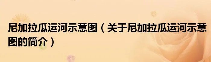 尼加拉瓜运河示意图（关于尼加拉瓜运河示意图的简介）