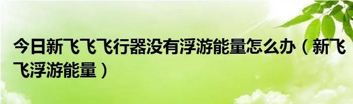 今日新飞飞飞行器没有浮游能量怎么办（新飞飞浮游能量）