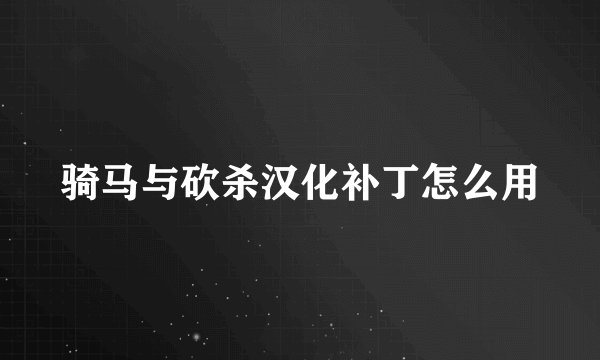 骑马与砍杀汉化补丁怎么用