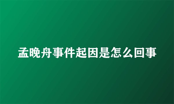 孟晚舟事件起因是怎么回事