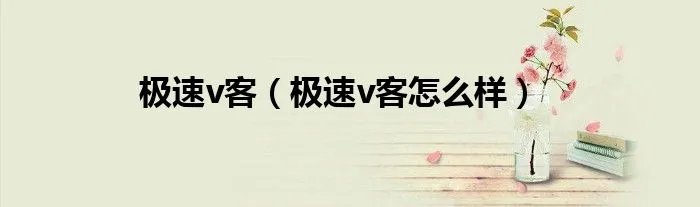 极速v客（极速v客怎么样）