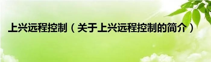 上兴远程控制（关于上兴远程控制的简介）