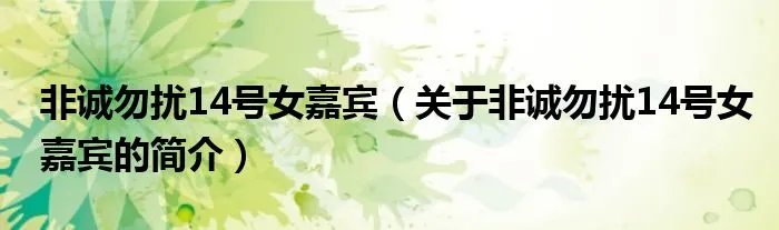 非诚勿扰14号女嘉宾（关于非诚勿扰14号女嘉宾的简介）