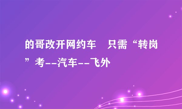 的哥改开网约车 只需“转岗”考--汽车--飞外