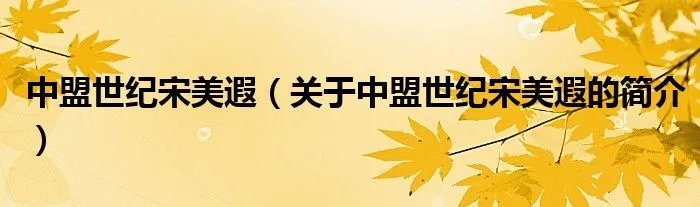 中盟世纪宋美遐（关于中盟世纪宋美遐的简介）