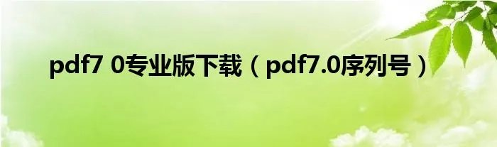 pdf7 0专业版下载（pdf7.0序列号）