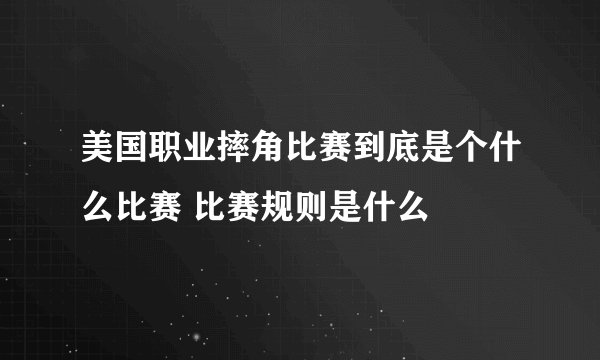 美国职业摔角比赛到底是个什么比赛 比赛规则是什么