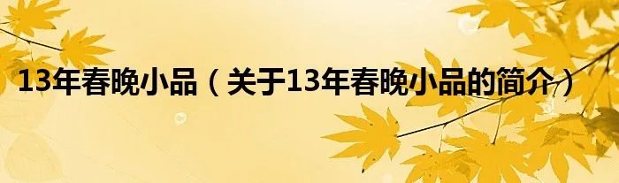 13年春晚小品（关于13年春晚小品的简介）