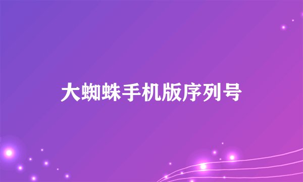 大蜘蛛手机版序列号