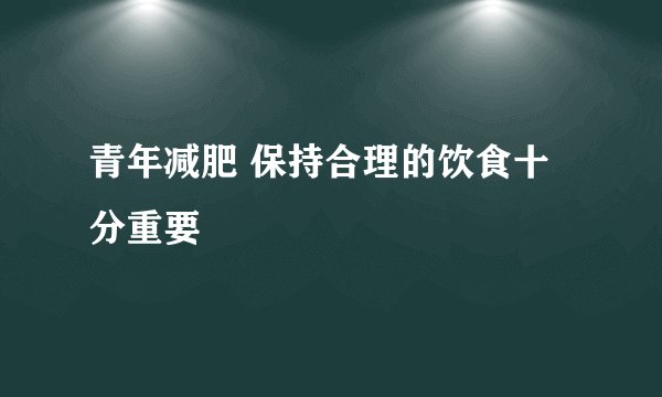 青年减肥 保持合理的饮食十分重要