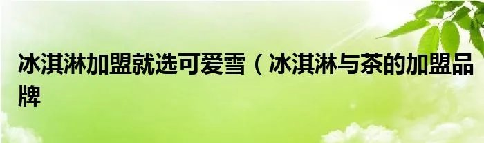 冰淇淋加盟就选可爱雪（冰淇淋与茶的加盟品牌