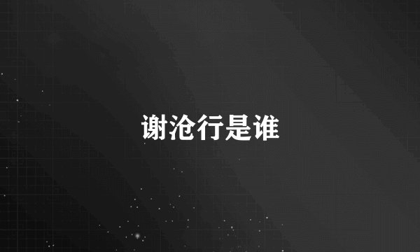 谢沧行是谁