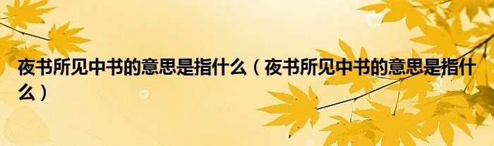夜书所见中书的意思是指什么（夜书所见中书的意思是指什么）