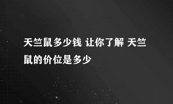 天竺鼠多少钱 让你了解 天竺鼠的价位是多少
