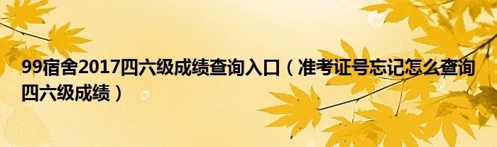 99宿舍2017四六级成绩查询入口（准考证号忘记怎么查询四六级成绩）