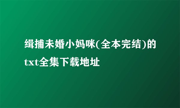 缉捕未婚小妈咪(全本完结)的txt全集下载地址