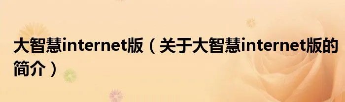 大智慧internet版（关于大智慧internet版的简介）