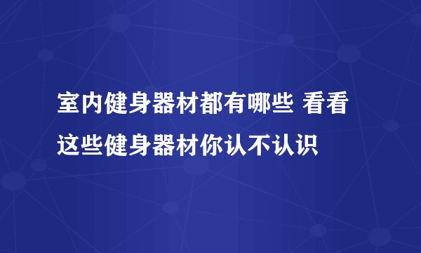 室内健身器材都有哪些 看看这些健身器材你认不认识