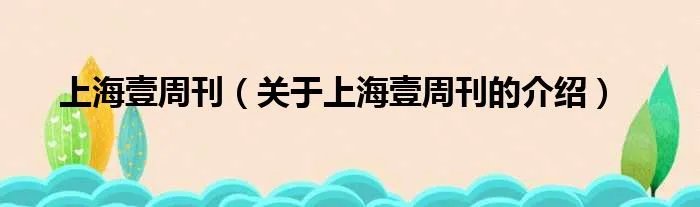 上海壹周刊（关于上海壹周刊的介绍）