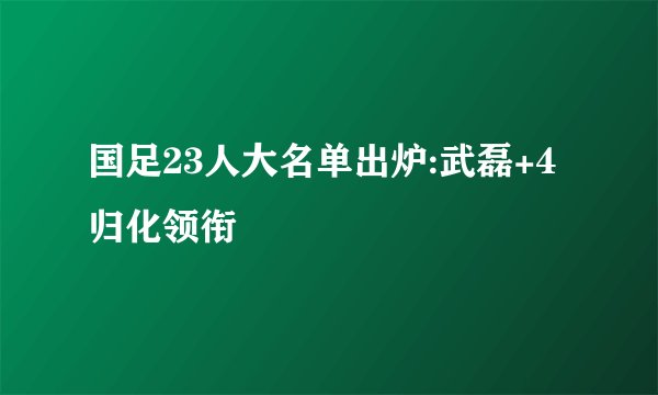 国足23人大名单出炉:武磊+4归化领衔
