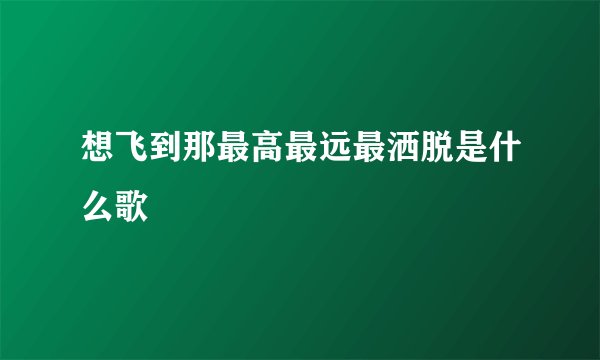 想飞到那最高最远最洒脱是什么歌
