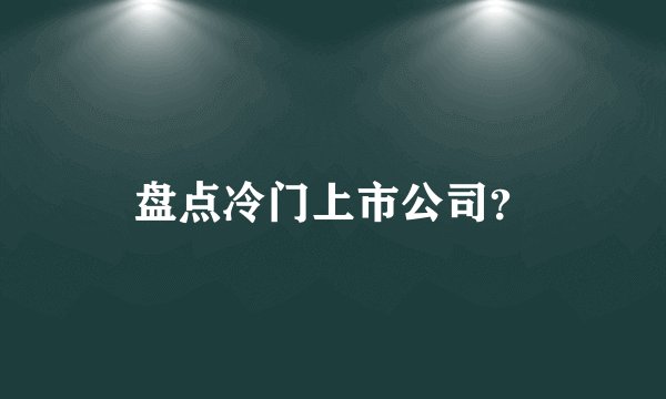盘点冷门上市公司？