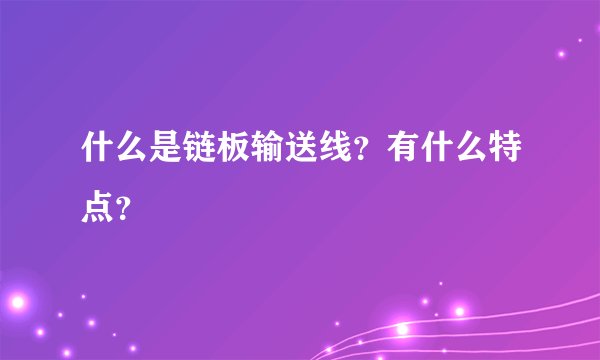 什么是链板输送线？有什么特点？