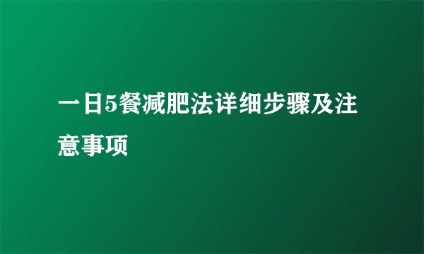一日5餐减肥法详细步骤及注意事项