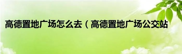 高德置地广场怎么去（高德置地广场公交站