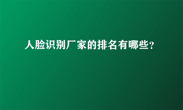 人脸识别厂家的排名有哪些？