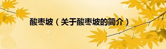 酸枣坡（关于酸枣坡的简介）