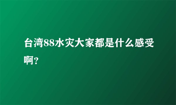 台湾88水灾大家都是什么感受啊？