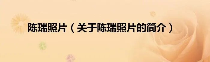 陈瑞照片（关于陈瑞照片的简介）