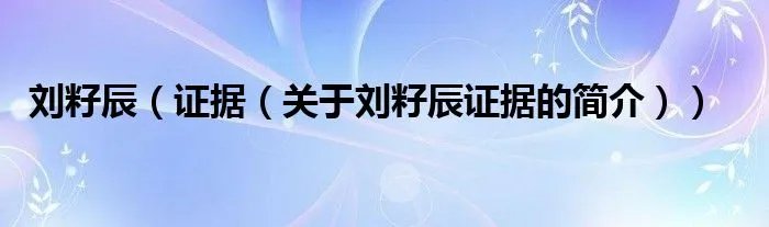 刘籽辰（证据（关于刘籽辰证据的简介））