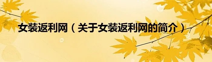 女装返利网（关于女装返利网的简介）